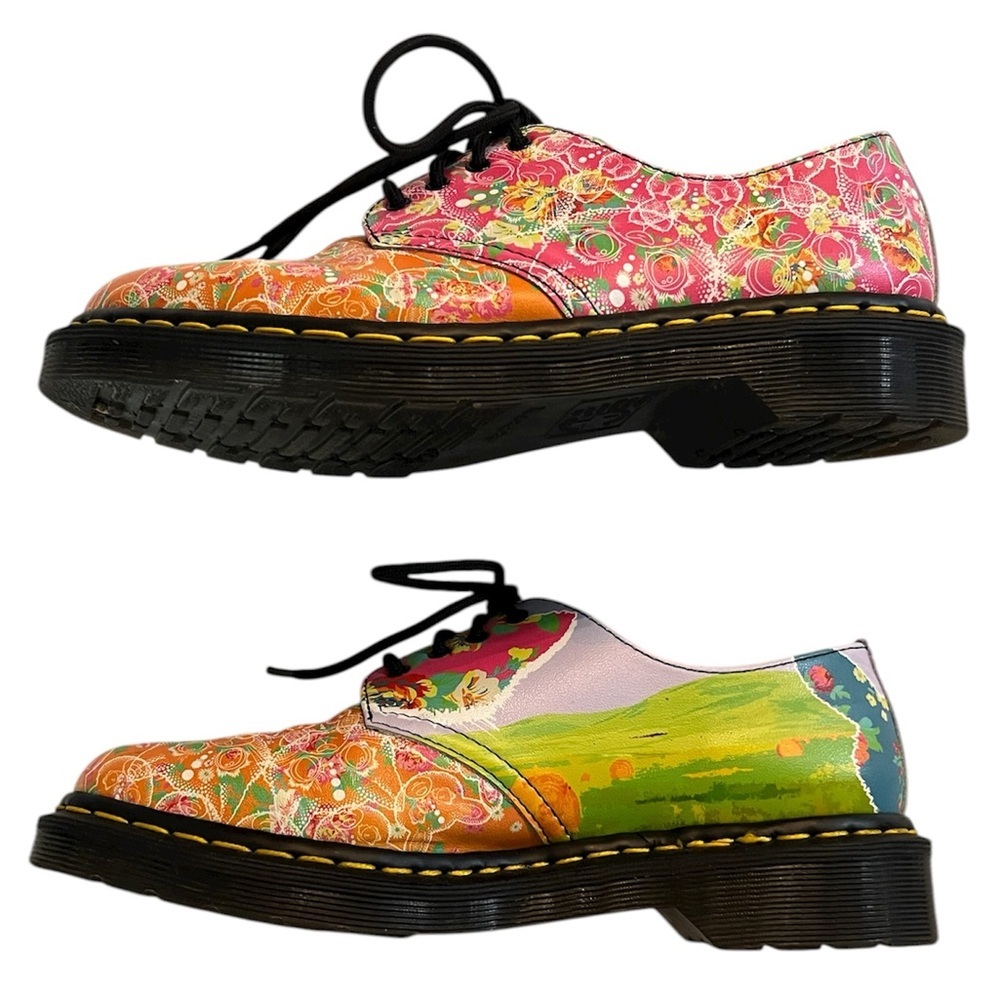 Dr. Martens Smiths Daze Lace Up Oxford Floral Cat Print Shoes Ladies Size 7 EUC - Picture 5 of 8